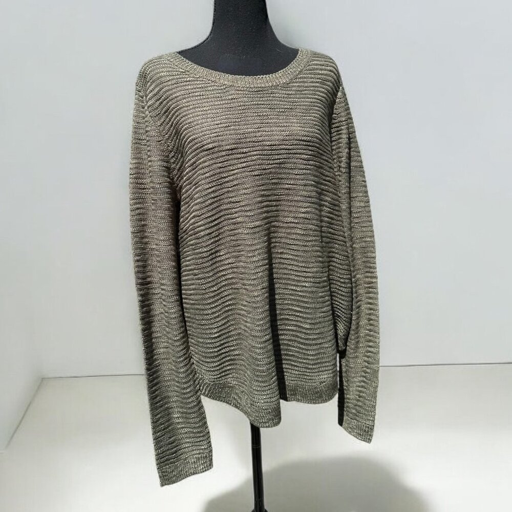 Olive Green Striped Knit Sweater